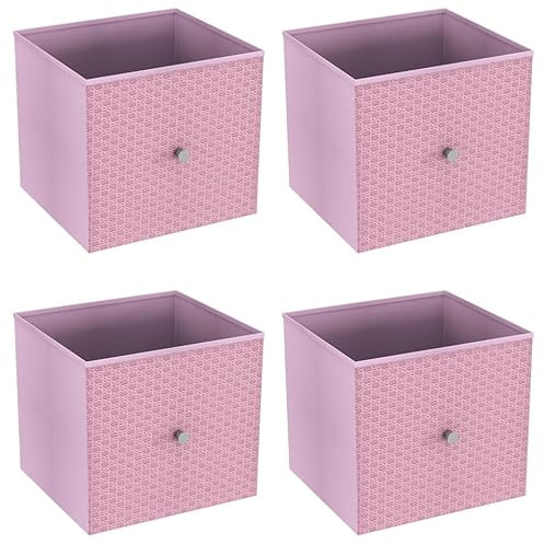 URBNLIVING Set of 1/4/6 Foldable 27cm Woven Fabric Storage Cube Box Drawer Insert Basket with Handle - Multi Colourful Collapsible Toy Arts & Crafts Bins, Durable and Lightweight for Home Office