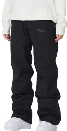 HOTIAN Damen Skihose Schneehose Wasserdicht Winddicht Hosenträgerhose Atmungsaktive Outdoorhose Winter Warme Snowboardhose Skilanglaufhos Black L