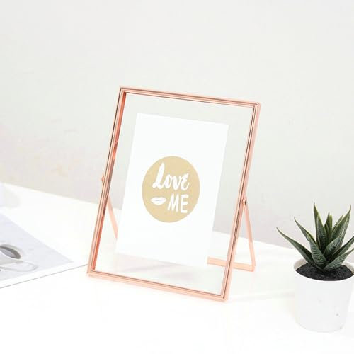 Ayoiow 4x6 Picture Frame Tabletop Mounting Frame Rose Gold for Portrait Small Picture Frames