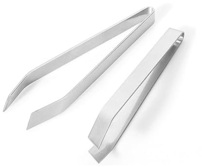 Cabilock 2 Piezas alicates de cocina pinza de acero inoxidable clip de espina de pescado pinza de espina de pescado pinzas planas