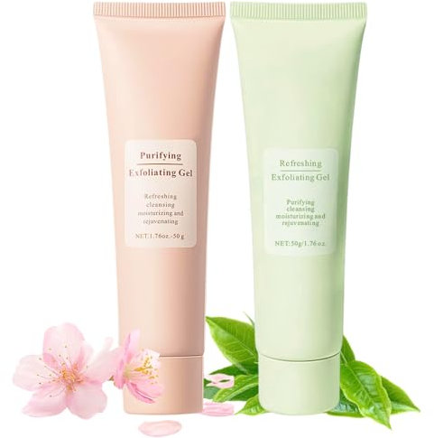 2PCS Purifying Exfoliating Gel, Gentle Exfoliating Face Scrub Cleanser, Green Tea Face Wash, Facial Scrub,Purify Facial Skin Care, Deep Cleansing Peeling Gel