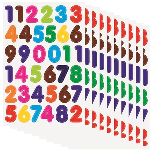 30 Sheets 1440 Pcs 0 to 9 Number Stickers, Self Adhesive Numbers Sticker, Colorful Number Stickers for Birthday Cards for DIY Art Project Art Decoration and Crafts Supplies Hand Craft