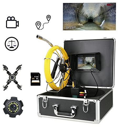 YXZQLOZ Telecamera per l'ispezione delle fognature, Telecamera per fognature Monitor DVR da 7 Pollici Videocamera per l'ispezione dei Tubi delle fognature (50m 7INCH)