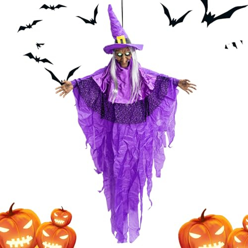 Halloween Witch - 66N ANIFIERAD Talking Witch Light, Sound Activated Outdoor Decor, Gräsmatta Dekorationer Spooky Halloween Setup | För Bakgårdsfester Carnivals Garden Patios förföljda