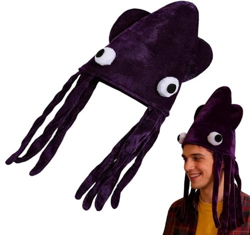Genérico Gorros Divertidos para Niños | Gorro de Disfraz de Calamar Transpirable,Gorros de Animales Marinos para | para Halloween, Navidad, de Cumpleaños, Fotografía, Espectáculos, Niños, Adultos,