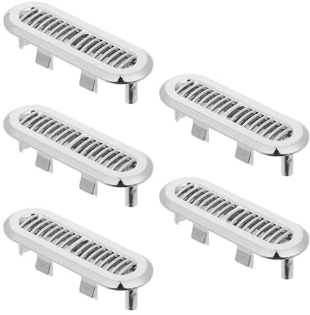 KONTONTY 5 Tapas Largas de Desbordamiento Diseño Minimalista y Moderno para Lavabo de Baño Color Plata en ABS Fáciles de Limpiar, para Mantenimiento Diario