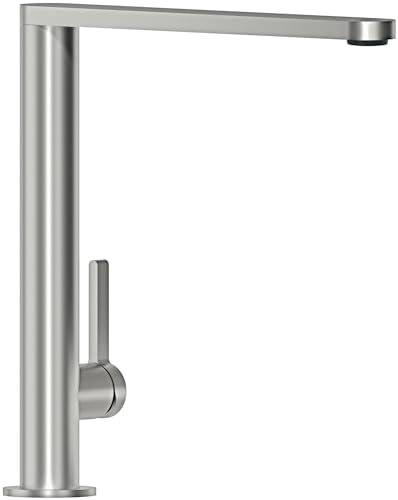 Villeroy & Boch Finera Küchenarmatur, Hochdruck, Wasserhahn Küche mit Keramikkartusche und 360° Schwenkbereich, Spültischarmatur wassersparend, Auslauf Höhe 251mm, Edelstahl massiv