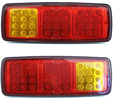 VNVIS 2 x 12V LED Feux arrière avec 3 functions désign fin pour camion tracteur camping-car caravane bus