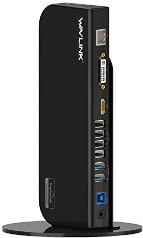 WAVLINK Station d'accueil USB 3.0 Dual Display avec HDMI et DVI/VGA avec Gigabit Ethernet, 6 Ports USB, Audio pour MacBook Neo, Ordinateur Portable, Ultrabook et PC, Bureau à Domicile Plus Efficace