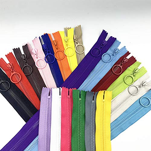 WKXFJJWZC - Juego de 20 cremalleras de resina de plástico con anillo de tracción (50 cm, para manualidades, manualidades, 50 cm)