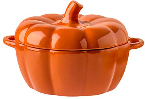 ZCED Cocotte Citrouille Cocotte avec Marmite avec Couvercle Facile à Nettoyer Casserole Polyvalente Pot De Soupe Braisières Saladiers,Orange-1.6L