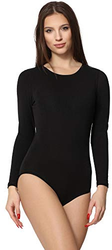 Merry Style Body Manica Lunga Donna MS-114 (Nero, S)