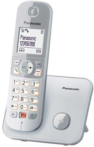 Panasonic KX-TG6851 - Teléfono Fijo Inalámbrico Digital (Bloqueo de Llamadas, Manos Libres, Modo No Molestar, Reducción de Ruido Ambiente, Distintos Tonos de Llamada, Agenda), Plata