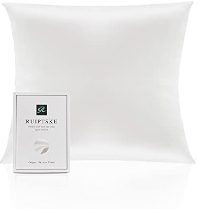 RUIPTSKE Örngott av naturligt silke, allergivänligt, 22 momme, 100 % siden, 600 garn, med dold dragkedja (vit, 40 x 40 cm)