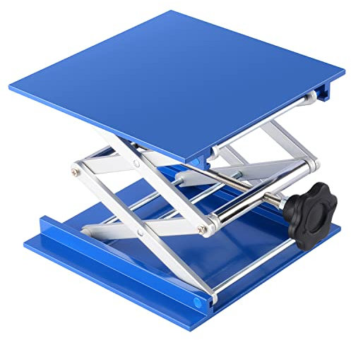 Labasics Lab Jack, 200x200 mm Anodized Aluminum Laboratory Support Lift Table Top Deck Scissor Stand Platform with 15 KG Support Weight, 70 to 320 mm Lift Range