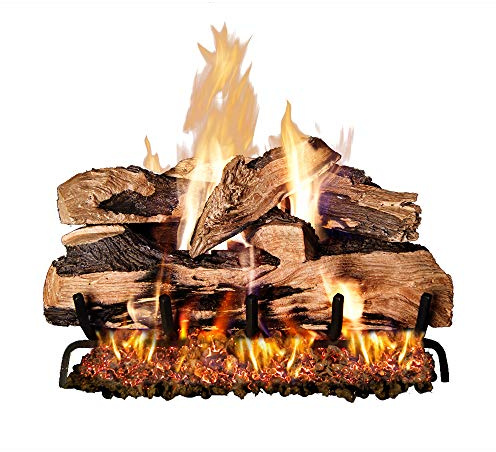 Peterson Real Fyre 24-inch Split Oak Designer Plus Log Set with ANSI Certified Vented G45 Dual-Flame Burner w/Auto Safety Pilot Control Valve (Natural Gas)