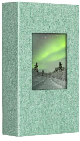 Vienrose 4x6 Photo Album for 300 Photos Linen Cover Black Pages Photo Book Large Capacity Picture Albums for Valentine Wedding Christmas Birthday (300 pockets, Green)