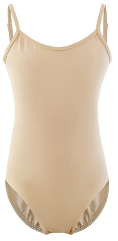 XiaoMoSha – Justaucorps de gymnastique pour filles, caraco de danse de ballet, sous-vêtements sans couture, combinaisons pour enfants avec bretelles réglables pour filles de 2 à 14 ans, chair, 9-10