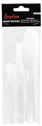 Angelus 3-Piece Artist Spatula Set - Durable Plastic Palette Knives for Mixing, Spreading, Painting & Filling