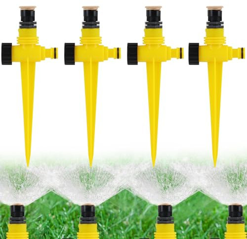 4 Stück Rasensprenger 180°, Hillylolly Gartensprenger Einstellbar, Rasensprenger Kleine Fläche, Gartensprinkler Set, Garden Sprinkler Automatic 360° für Rasen Pflanzen Gemüse Blumen Pastorale