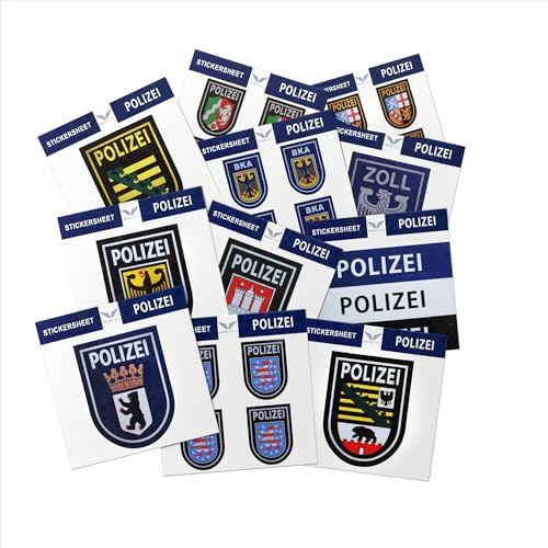 Patch Force - Tutti gli adesivi della polizia – Set di adesivi – Per bambini, agenti di polizia e collezionisti da attaccare su biciclette, sacchetti di scuola, bottiglie, portablocco
