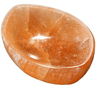 NKlaus Cuenco de selenita naranja 10,5 x 7 x 3 cm – Hecho a mano pulida bandeja de energía para limpiar y cargar joyas y piedras preciosas, ideal para decoración y meditación