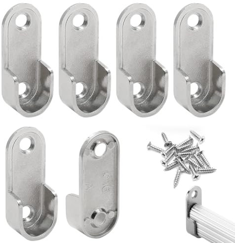 6 Pezzi Supporto Tubo Armadio, 16mm Prese Asta Armadio, Accessori Armadio Interno, Asta Armadio Supporto, Viene Fornito con 12 Viti, Per L'Estremità Dell'Asta Binario Per Tende e Armadi
