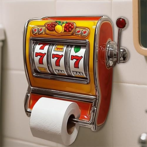 Slot Machine Toilet Roll Holder, Retro Arcade-Style Toilet Roll Holder,Fun Slot Machine Decorative Toilet Paper Holder,Hilarious Tissue Paper Roll Storage,Novel Kitchen Bathroom Decor