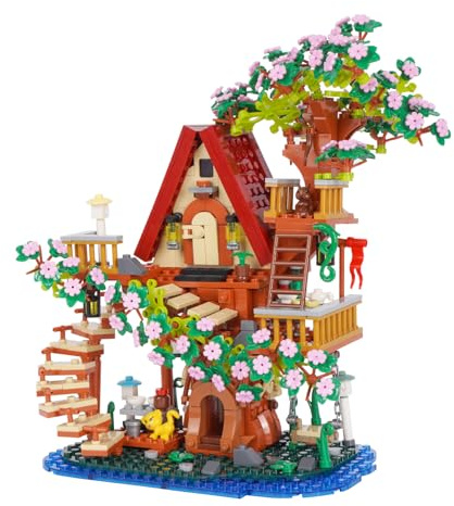 Geniteen Set de Bloques de Construcción de Casa Árbol de Flores de Cerezo 959 Piezas 3-en-1 Bloques de Construcción Creativos Juguetes con Columpio Casa Moc para Adultos y Adolescentes