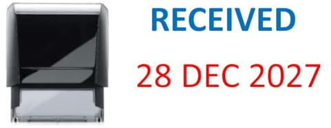 Self-Inking Received Date Stamp, Red and Blue Ink, 41 x 24 mm