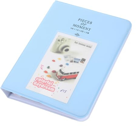 LIFKOME Mini Álbum de Fotos Insertable Azul Delicado para Fotos Familiares Soporte Transparente para Tarjetas y Entradas Decorativo y Fácil de Usar