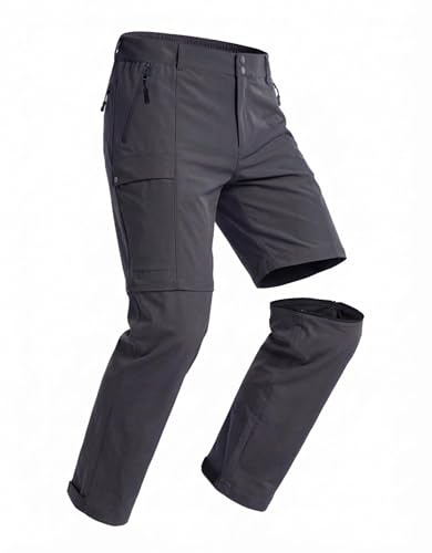 GymBrave Pantaloni da Trekking Uomo Zip-off, Leggeri e Traspiranti, Pantaloni Outdoor Cargo con Tasche Multiple, Estate, Escursionismo, Campeggio e Lavoro Grigio 38
