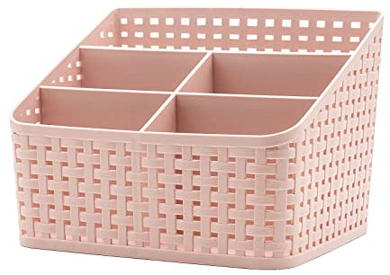 Fai Top Aufbewahrungskorb, Kosmetik Box, Organizer, Kunststoff, Aufbewahrungsbox für Schreibtisch, Büro, Schlafzimmer, Arbeitsplatte, Zuhause, Plastik, Rose, 5 Grid