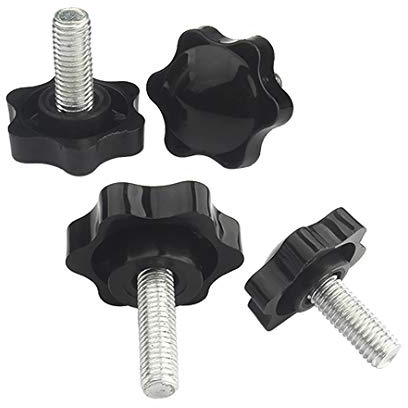BOZONLI 10 pezzi M5×10mm Vite a testa zigrinata, Manopola di serraggio del filo Manopola in plastica nera Maniglia a forma di stella sul pomello per macchina utensile