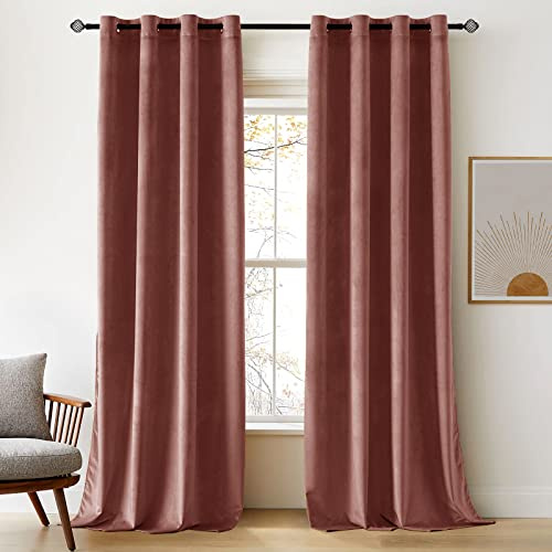 WOABOY 2 stycken sammetsgardiner mörkläggningsgardin ogenomskinlig gardin ogenomskinlig gardin ogenomskinlig gardin värme- och ljudisolering med öljetter för vardagsrum sovrum kontor 140 x 280 cm (B x H) rosa