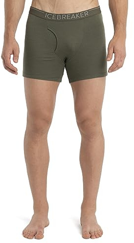 Icebreaker Merino Wool Underwear for Men, 175 Everyday Boxer Briefs, Odor-Resistant Men’s Boxers with Brushed Elastic Waistband, Stretch Rib Fabric- 100% Merino Wool Base Layer, Large, Loden Green