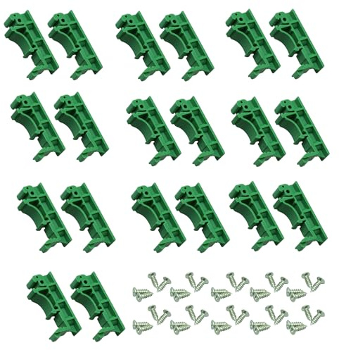 20 stycken (10 set) PCB DIN C45-skena, adapter, plast med 40 skruvar för att säkra och hålla kretskort eller elektroniska omkopplarenheter för 35 mm DIN-skena (grön)