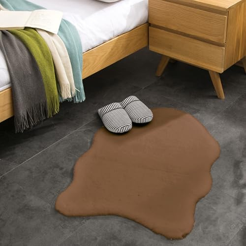 Teppich Wölkchen Alfombra de imitación de Piel - Sala de Estar, decoración de la Sala de Dormir - Alfombra de Piel Lavable como de Cama, cojín de Silla - Marrón, 55 x 80 cm