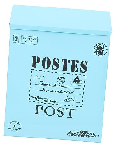 Yardenfun Vintage Iron Wall Mount Letter Box with Lock, Blue Rustic Style Mailbox for Home, Secure Hanging Outdoor Mail Holder