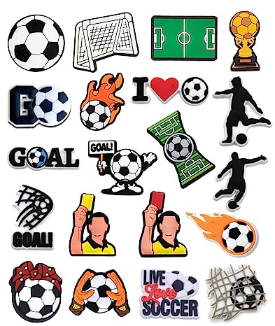 Nityunn Football Shoe Charms for Clogs,Sports Shoe Decorations Accessories for Sandal and Slippers (Foot Ball 20pcs)