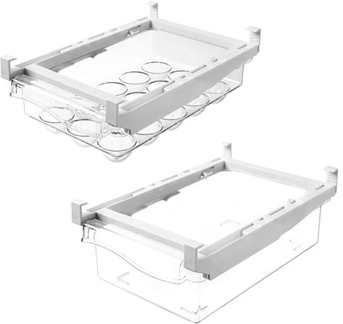 Oceano 2PZ Cassetto Frigorifero Estraibile Organizer per Ripiani Salvaspazio Universale Cassetti Estraibili Ordinati Organizzatori per Frigorifero Contenitore Frutta Verdura Portauova 30x20x9cm (AB)