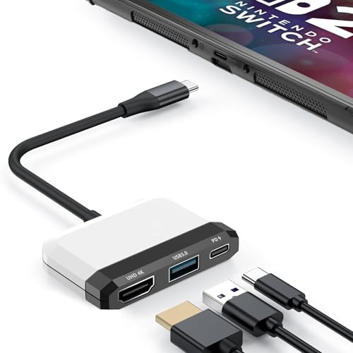 Nintendo Switch/OLED, 3-i-1-bärbar docka med 4K HDMI, USB 3.0-port, typ C 100 W PD, Switch dockningsstation mini travel dock
