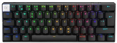 Logitech G PRO X 60 LIGHTSPEED, trådlöst speltangentbord | Mekaniskt 60% TKL-tangentbord för Windows PC, LIGHTSYNC RGB, PBT-knappar i dubbla lager, GX, Pan Nordic QWERTY - Svart