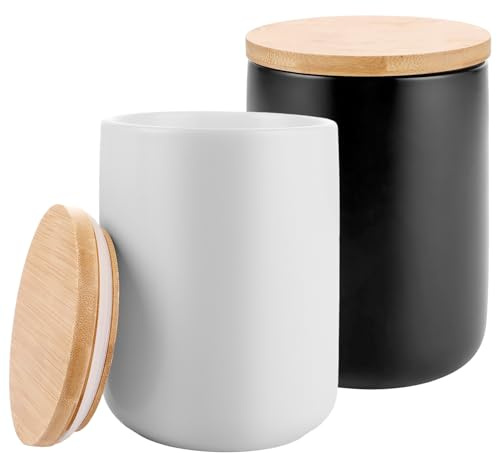 LDXDRU 2 contenitori da caffè in ceramica, 800 ml, con coperchio, per tè, zucchero e caffè, contenitori con coperchio, ermetici per cialde di caffè, decorazione da cucina