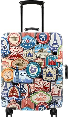Kaket Suitcase Cover, Elastic Luggage Cover, Dustproof & Scratchproof Luggage Protector, Landmark Sticker, S(18-21 Luggage)