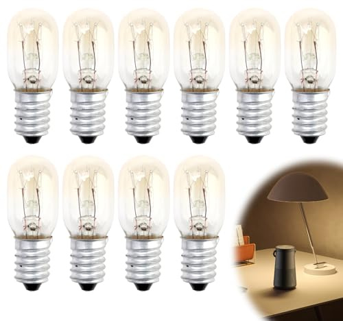 10-pack 15 W E14 skruv salt glödlampa 240 V mini jul vaxvärmare lampa för Himalaya frys kyl varm vit 2 700 K glödlampa för Edison Screw Pygmy SES symaskin