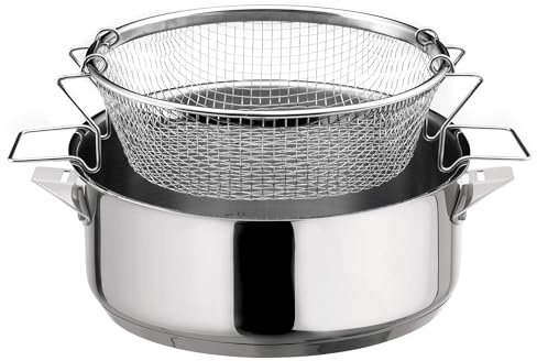 Cuisinox Eclipse – Sartén de 24 cm recubierta de cerámica, tapa y cesta de cocción para freír y cocinar al agua