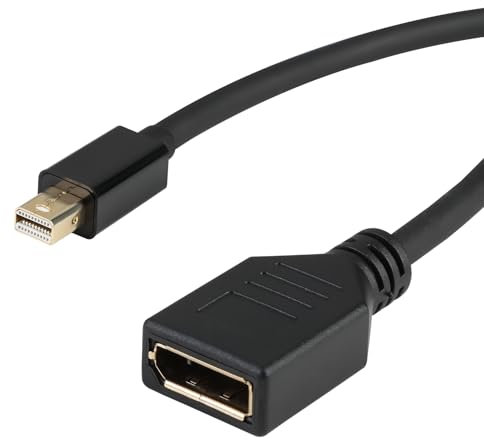 Jesiah Mini DisplayPort to DisplayPort Adapter, 30cm Mini DP to DP Female Converter Cable 8K HD Resolution Ready for Monitor Display Compatible with Thunderbolt and Thunderbolt 2 Port