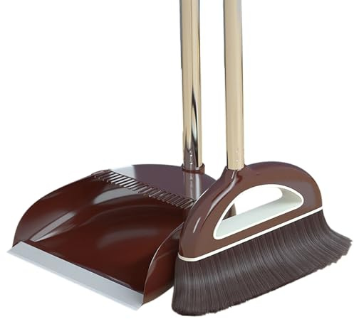 Scopa e polvere set | Combo per padella per polvere domestica | Dustpan e pennello a manico lungo | Pannatura di polvere e scopa con manico lungo | Set di scopa per spazzatura per capelli antia