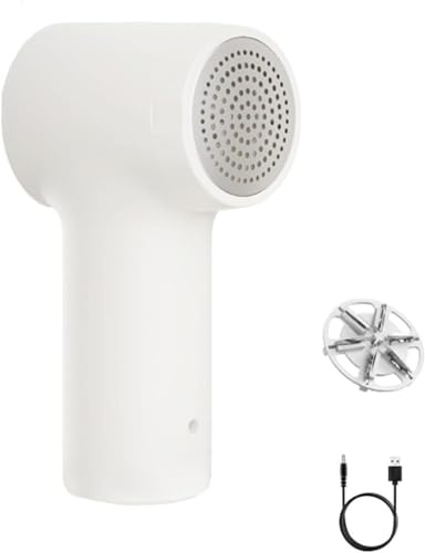 M11 Quitapelusas Eléctrico Recargable-Depilación sin dañar la Ropa,Cuchilla de 6 Hojas,Carga rápida en una Hora,Motor Potente, Compacto y portátil, Blanco